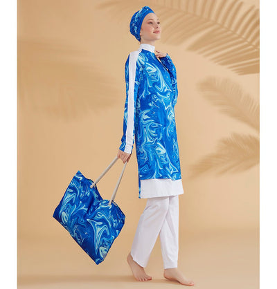 Modefa Purses Tote Beach Bag - C2304 Marble Blue