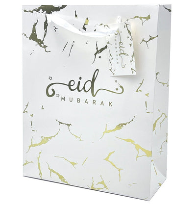 Modefa Ramadan & Eid Party Euro Tote Paper Gift Bag Marbled - Eid Mubarak