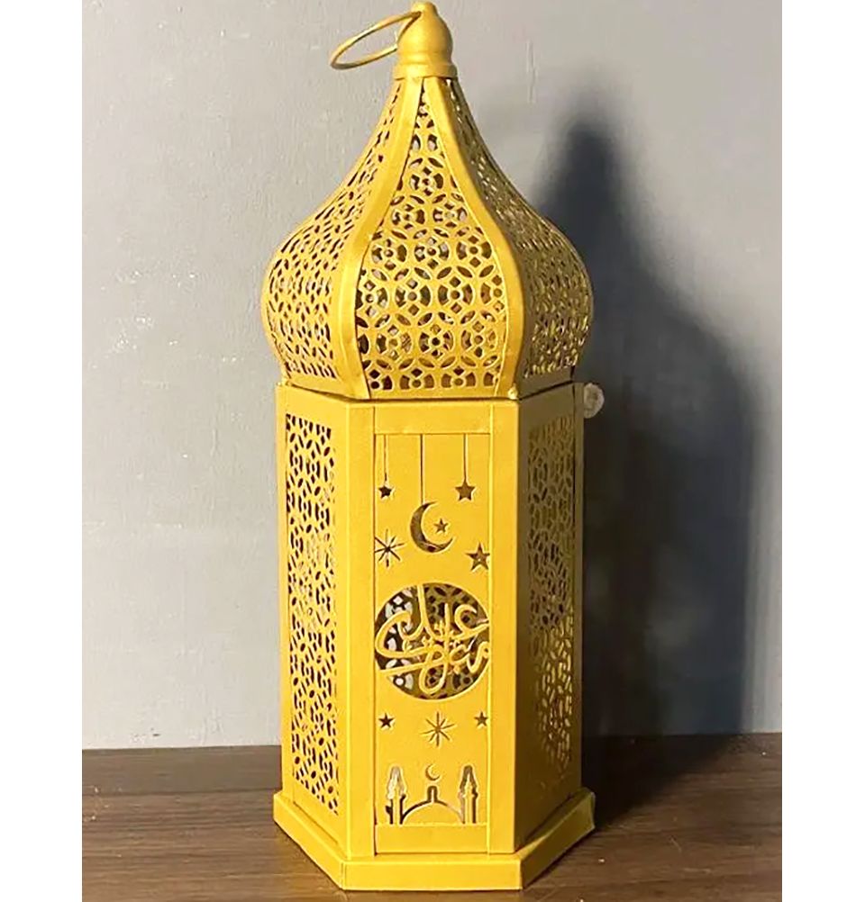 Modefa Ramadan & Eid Party Islamic Holiday Decor | Eid Mubarak Moroccan Wind Lantern 11.8in - Gold