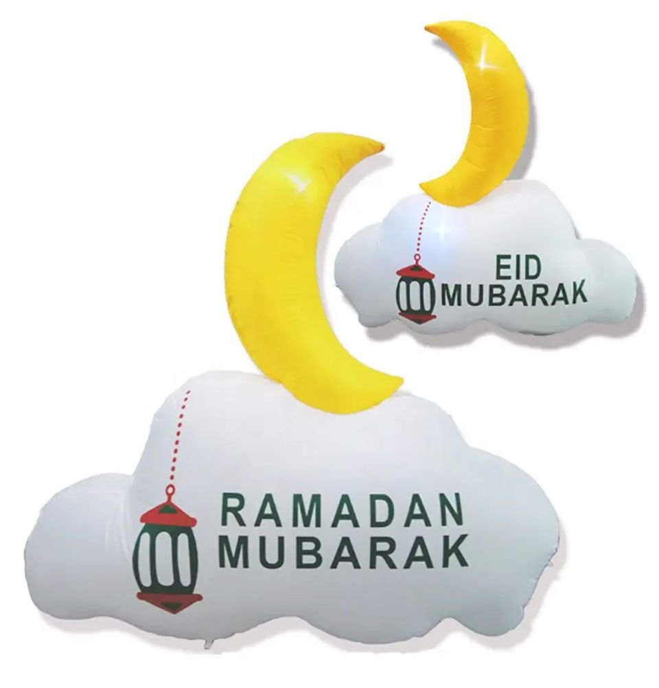 Modefa Ramadan & Eid Party Islamic Holiday Decor | Lighted Inflatable Double Sided Eid/Ramadan Crescent