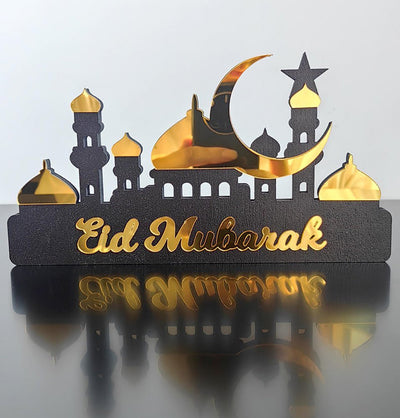 Modefa Ramadan & Eid Party Islamic Holiday Decor - Masjid & Crescent Eid Mubarak Sign