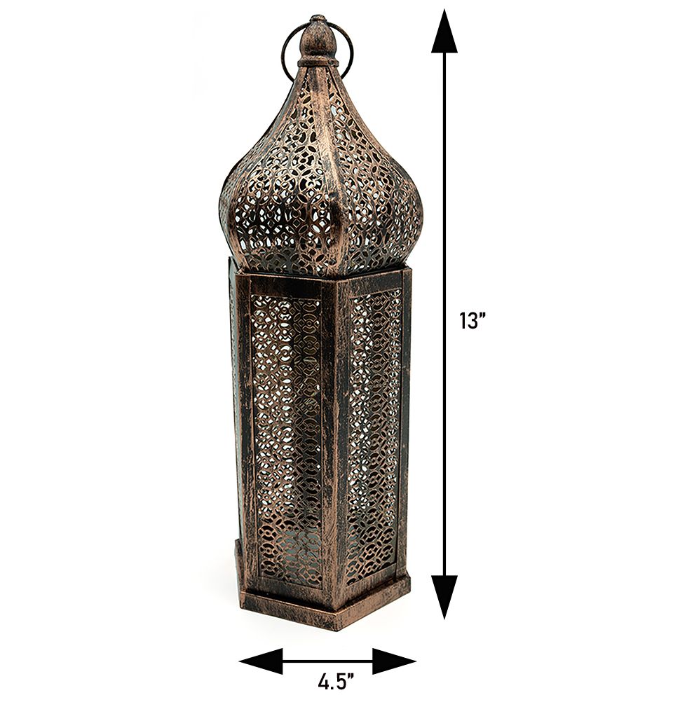 Modefa Ramadan & Eid Party Islamic Holiday Decor | Moroccan Wind Lantern 13in - Bronze