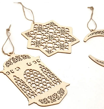 Modefa Ramadan & Eid Party Islamic Holiday Decor Ramadan Ornaments - 3 Piece Wood Set
