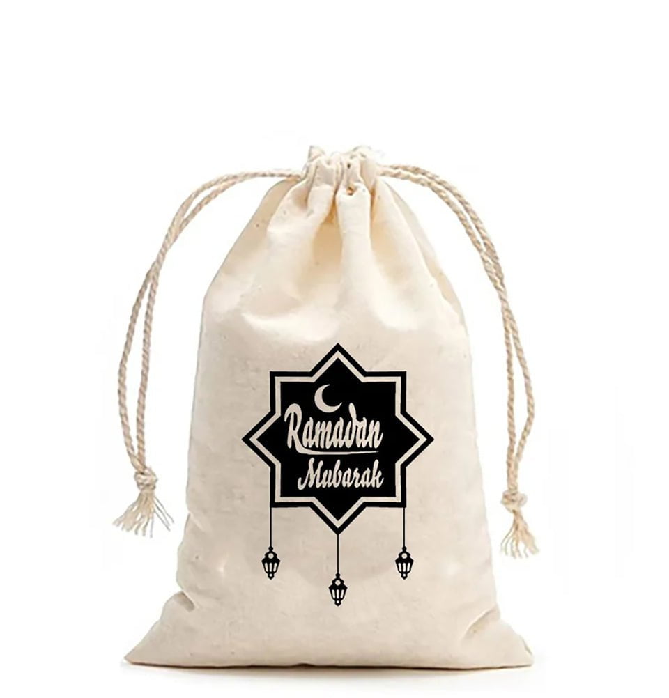 Modefa Ramadan & Eid Party Ramadan Canvas Drawstring Gift Pouch with Star - Small