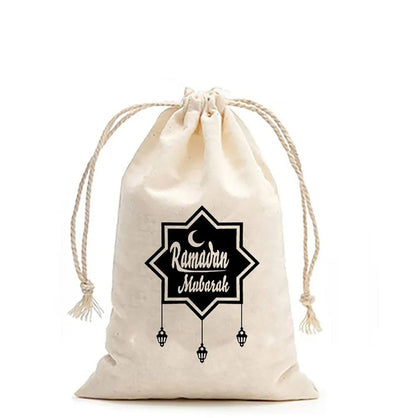 Modefa Ramadan & Eid Party Ramadan Canvas Drawstring Gift Pouch with Star - Small