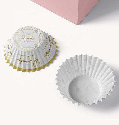 Modefa Ramadan & Eid Party Ramadan Mubarak Cupcake Wrappers - 50 pcs - White