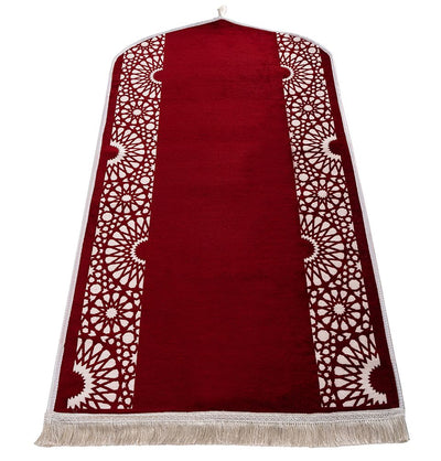 Modefa Red Chenille Foam Prayer Rug - Mustaqim Red