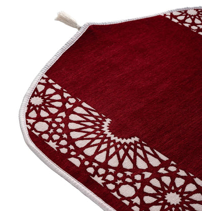 Modefa Red Chenille Foam Prayer Rug - Mustaqim Red