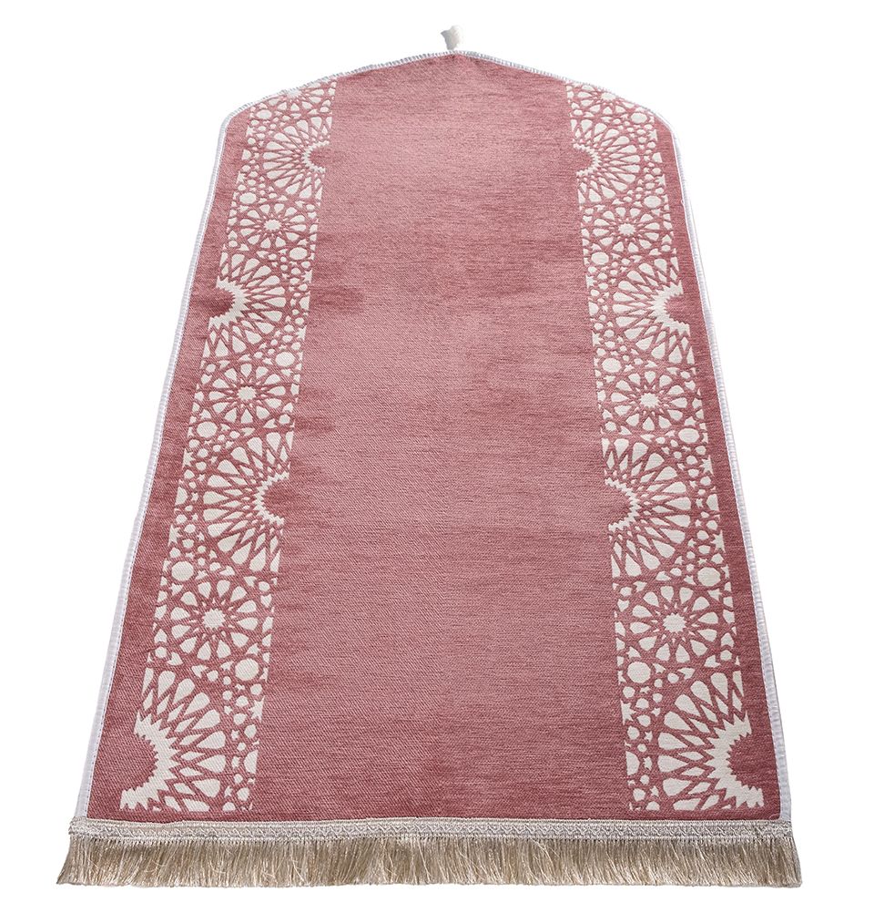 Modefa Rose Pink Chenille Foam Prayer Rug - Mustaqim Rose Pink