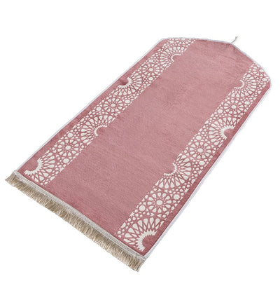 Modefa Rose Pink Chenille Foam Prayer Rug - Mustaqim Rose Pink