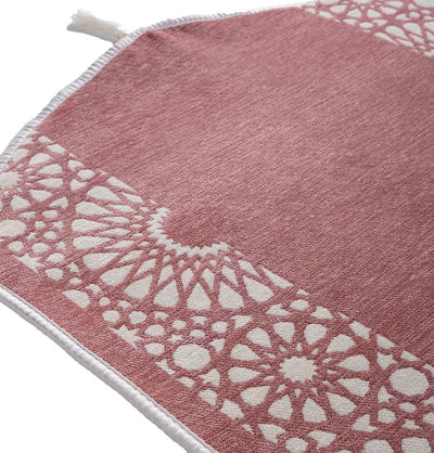 Modefa Rose Pink Chenille Foam Prayer Rug - Mustaqim Rose Pink