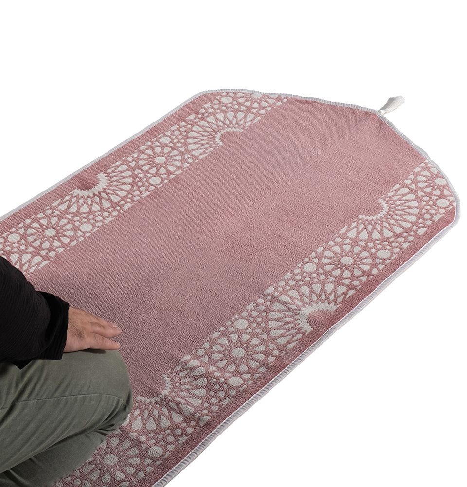 Modefa Rose Pink Chenille Foam Prayer Rug - Mustaqim Rose Pink