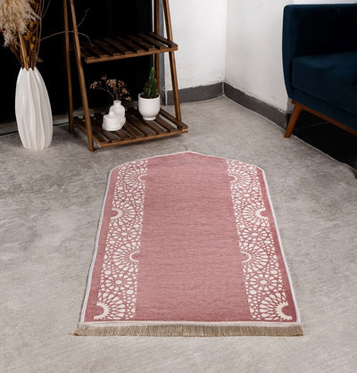 Modefa Rose Pink Chenille Foam Prayer Rug - Mustaqim Rose Pink