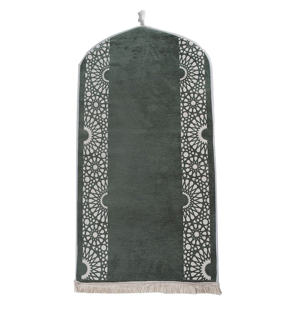 Modefa Sage Green Chenille Foam Prayer Rug - Mustaqim Sage Green