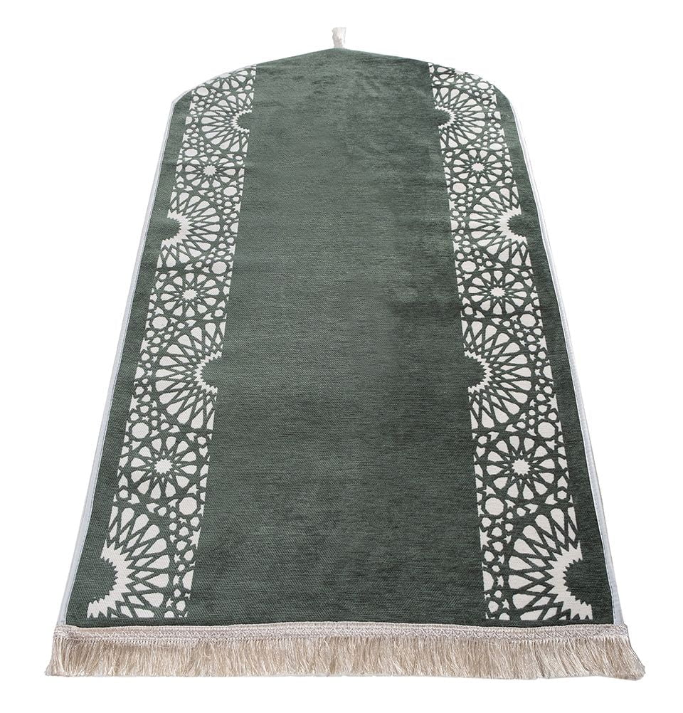 Modefa Sage Green Chenille Foam Prayer Rug - Mustaqim Sage Green