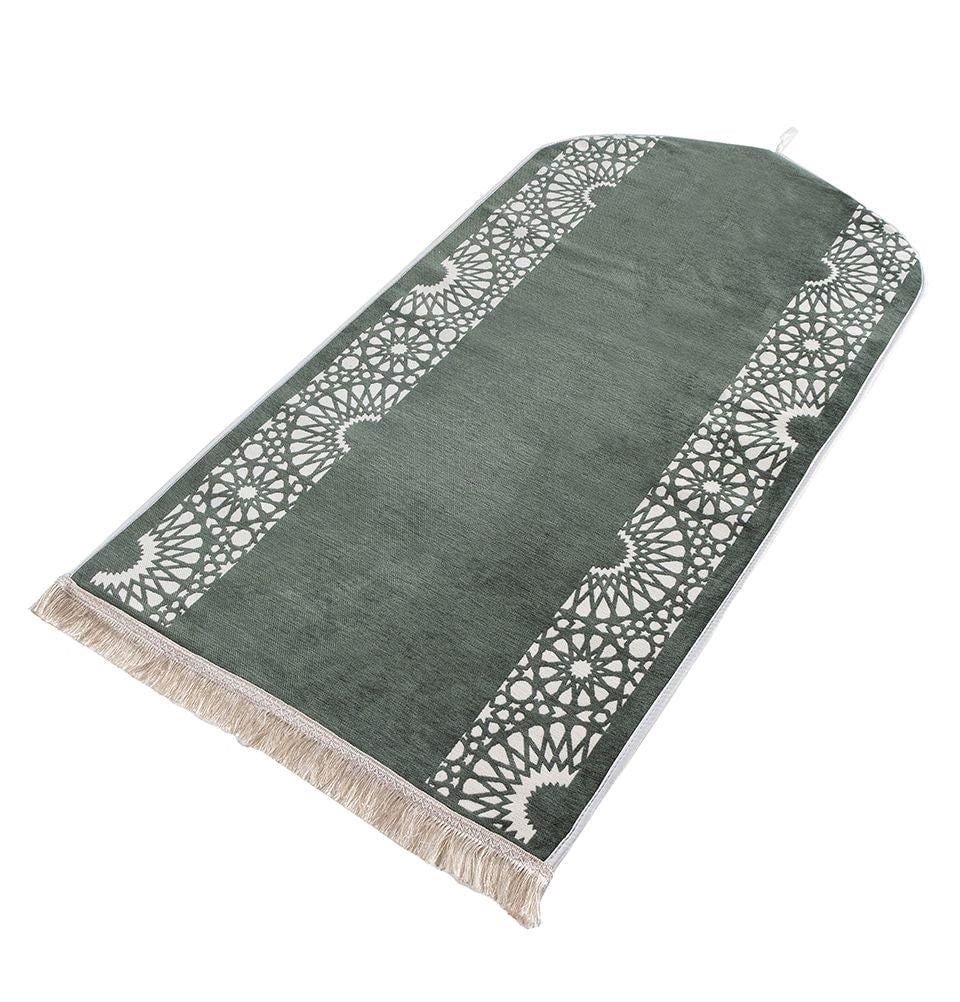 Modefa Sage Green Chenille Foam Prayer Rug - Mustaqim Sage Green