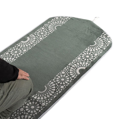 Modefa Sage Green Chenille Foam Prayer Rug - Mustaqim Sage Green