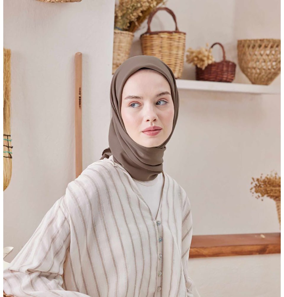 Modefa scarf Ash Brown Medine Ipek Chiffon Square Hijab - Ash Brown