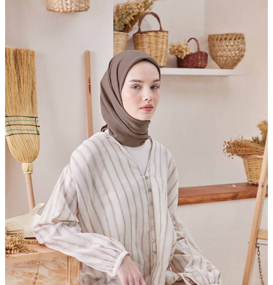 Modefa scarf Ash Brown Medine Ipek Chiffon Square Hijab - Ash Brown