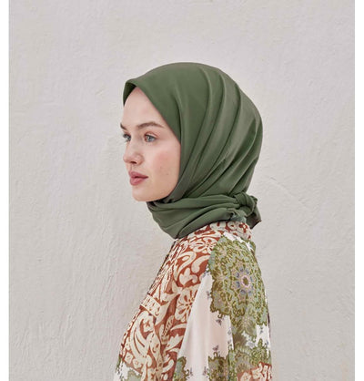 Modefa scarf Camo Green Medine Ipek Chiffon Square Hijab - Camo Green