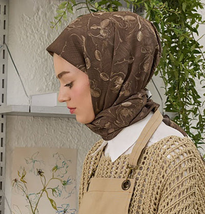 Modefa scarf Coffee Patterned Viscose Cotton Square Hijab Ruby - Coffee