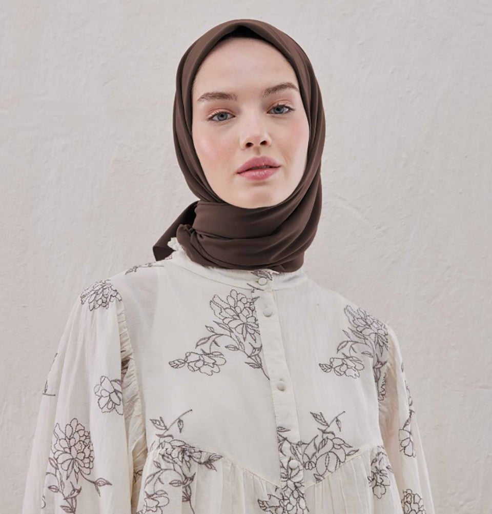 Modefa scarf Espresso Medine Ipek Chiffon Square Hijab - Espresso