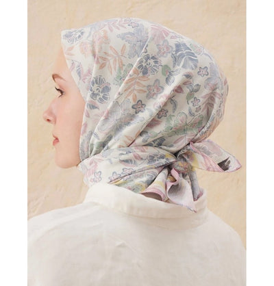 Modefa scarf Foliage Pink Patterned Viscose Cotton Square Hijab - Foliage Powder Pink