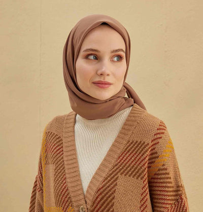 Modefa scarf Latte Medine Ipek Chiffon Square Hijab - Latte