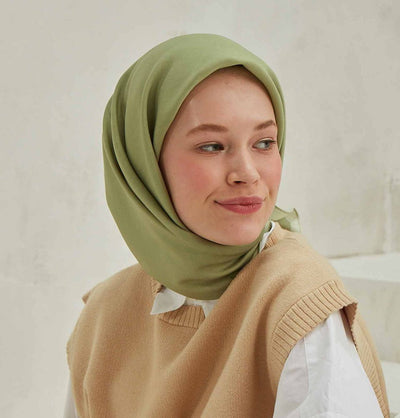 Modefa scarf Light Green Medine Ipek Chiffon Square Hijab - Light Green