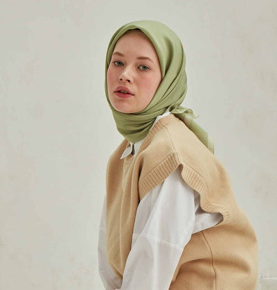 Modefa scarf Light Green Medine Ipek Chiffon Square Hijab - Light Green