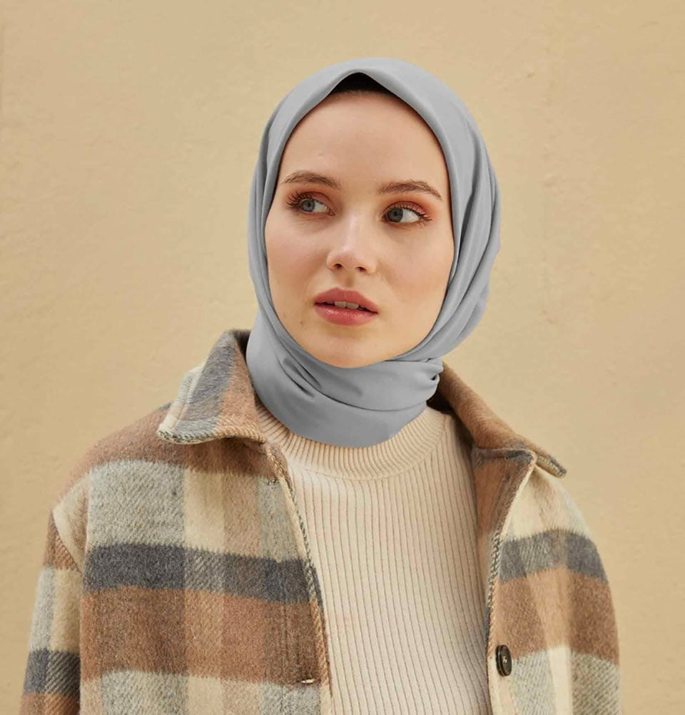 Modefa scarf Light Grey Medine Ipek Chiffon Square Hijab - Light Grey