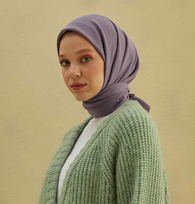 Modefa scarf Lilac Medine Ipek Chiffon Square Hijab - Lilac
