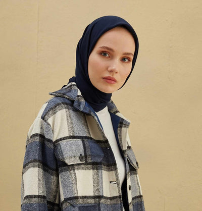 Modefa scarf Navy Blue Medine Ipek Chiffon Square Hijab - Navy Blue