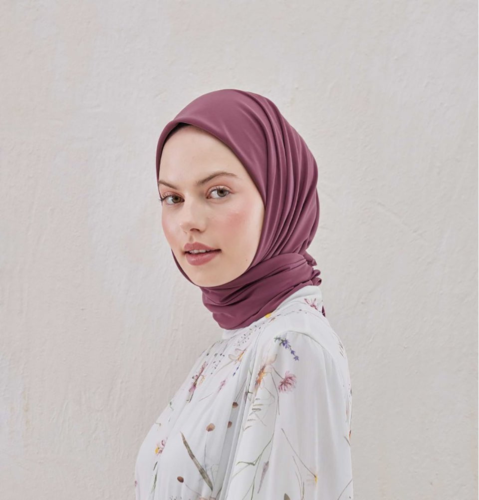 Modefa scarf Plum Medine Ipek Chiffon Square Hijab - Plum