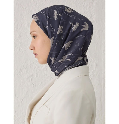 Modefa scarf Primrose Navy Patterned Viscose Cotton Square Hijab - Primrose Navy