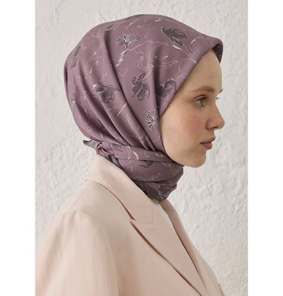 Modefa scarf Primrose Orchid Purple Patterned Viscose Cotton Square Hijab - Primrose Orchid Purple