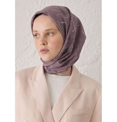 Modefa scarf Primrose Orchid Purple Patterned Viscose Cotton Square Hijab - Primrose Orchid Purple