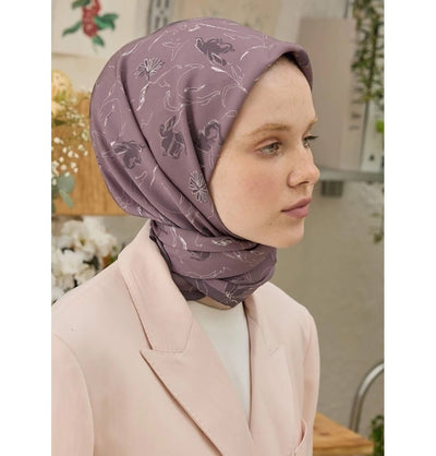 Modefa scarf Primrose Orchid Purple Patterned Viscose Cotton Square Hijab - Primrose Orchid Purple