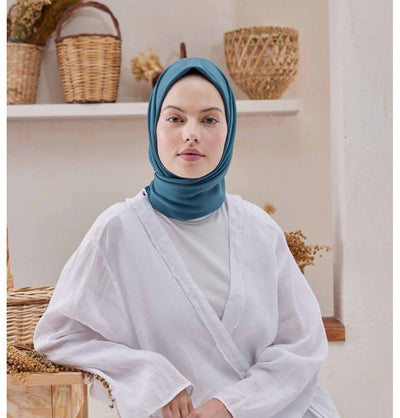 Modefa scarf Teal Medine Ipek Chiffon Square Hijab - Teal
