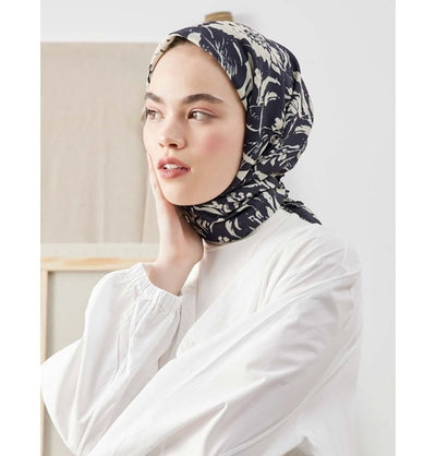 Modefa scarf Violet Black Patterned Viscose Cotton Square Hijab - Violet Black