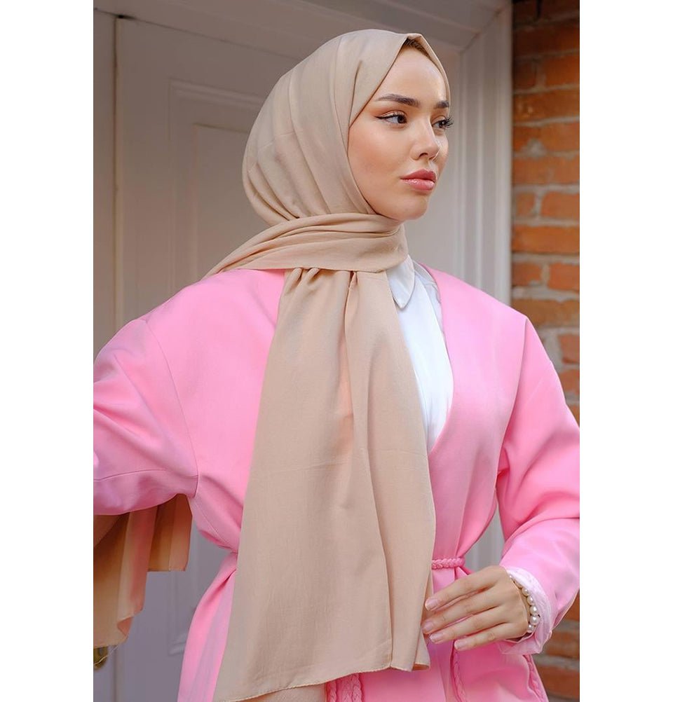 Modefa Shawl Almond Butter Beige Premium Soft Cotton Blend Hijab Shawl - Almond Butter Beige