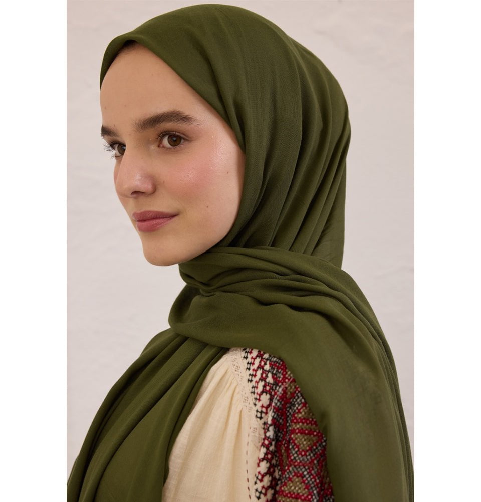 Modefa Shawl Army Green Everyday Basic Soft Viscose Shawl Hijab - Army Green