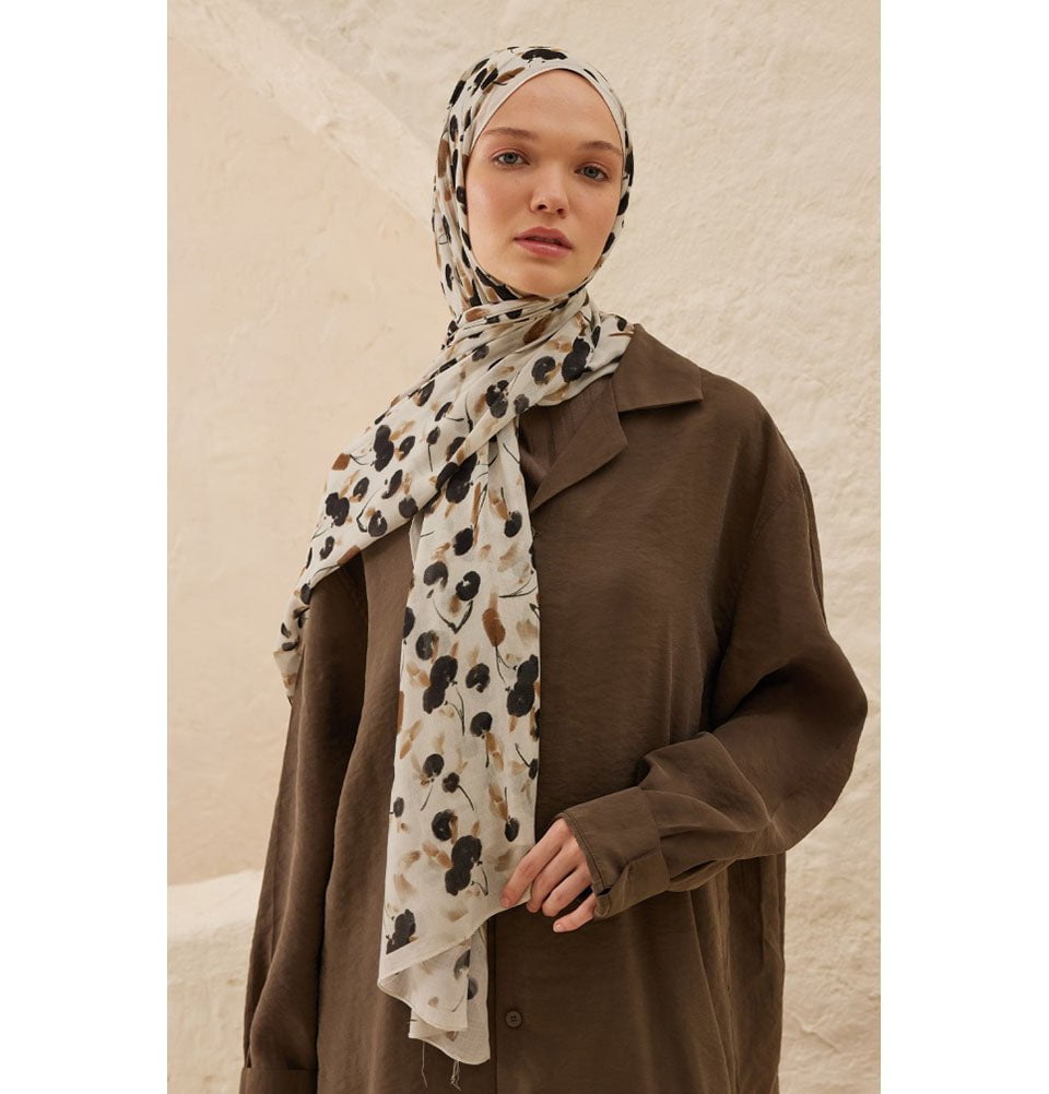 Modefa Shawl Beige Rami Lightweight Hijab Shawl Cherry - Beige