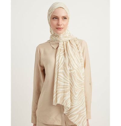 Modefa Shawl Beige Zebra Crinkle Hijab Shawl - Beige