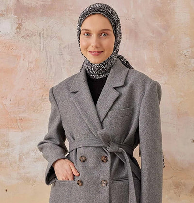 Modefa Shawl Black Abstract Crinkle Cotton Hijab Shawl - Black