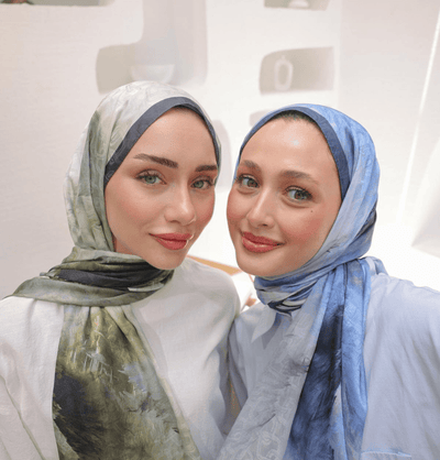 Modefa Shawl Black Gold Dreamy Color Satin Blend Patterned Shawl Hijab - Black Gold