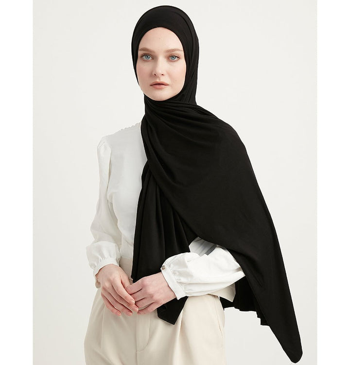 Modefa Premium Jersey Hijab Shawl Black