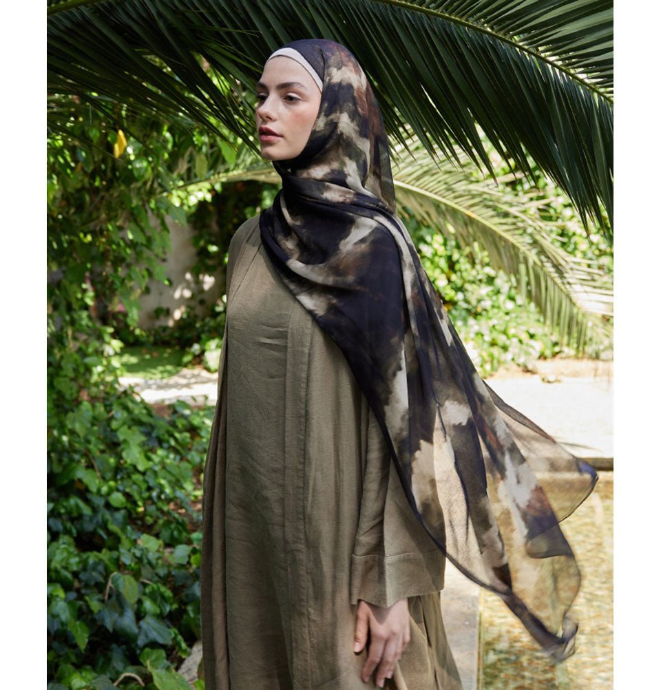 Modefa Shawl Black Rami Lightweight Hijab Shawl Batik - Black