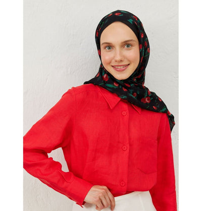 Modefa Shawl Black Rami Lightweight Hijab Shawl Cherry - Black
