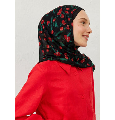 Modefa Shawl Black Rami Lightweight Hijab Shawl Cherry - Black